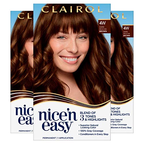 Clairol Nicen Easy Permanent Hair Color, 4W Dark Mocha Brown, Pa...