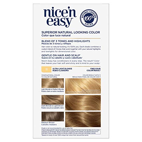 Clairol Nicen Easy Permanent Hair Dye, 11 Ultra Light Blonde Hai...