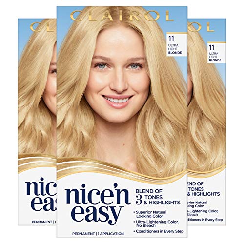 Clairol Nicen Easy Permanent Hair Dye, 11 Ultra Light Blonde Hai...