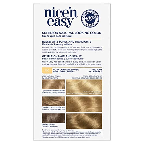 Clairol Nicen Easy Permanent Hair Dye, 11C Ultra Light Cool Blon...