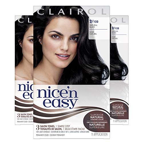 Clairol Nicen Easy Permanent Hair Dye, 2 Black Hair Color, 3 Count