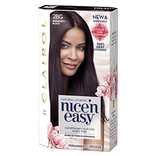 Clairol Nicen Easy Permanent Hair Dye, 2BG Burgundy Black Hair C...