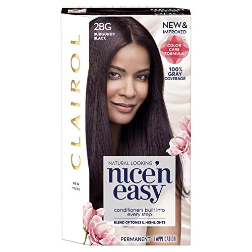 Clairol Nicen Easy Permanent Hair Dye, 2BG Burgundy Black Hair C...