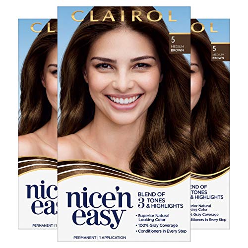 Clairol Nicen Easy Permanent Hair Dye, 5 Medium Brown Hair Color...