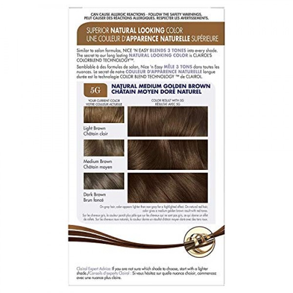 Clairol Nicen Easy Permanent Hair Dye, 5G Natural Medium Golden ...