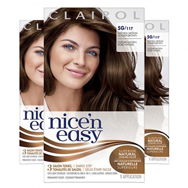 Clairol Nicen Easy Permanent Hair Dye, 5G Natural Medium Golden ...