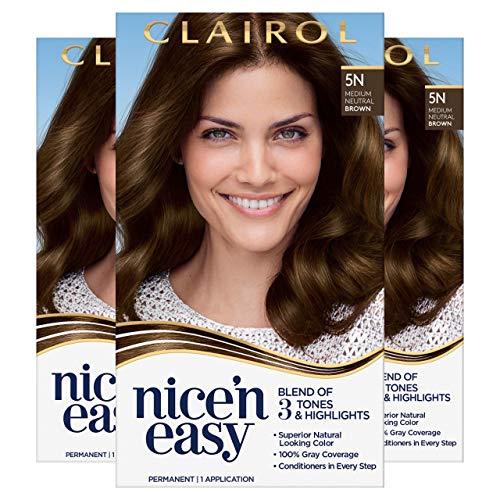Clairol Nicen Easy Permanent Hair Dye, 5N Medium Natural Brown H...