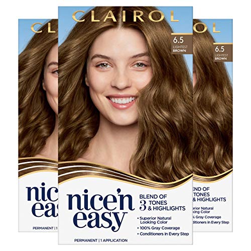 Clairol Nicen Easy Permanent Hair Dye, 6.5 Lightest Brown Hair C...