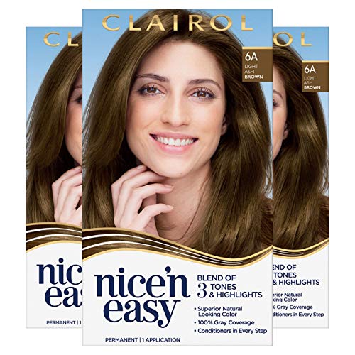 Clairol Nicen Easy Permanent Hair Dye, 6A Light Ash Brown Hair C...