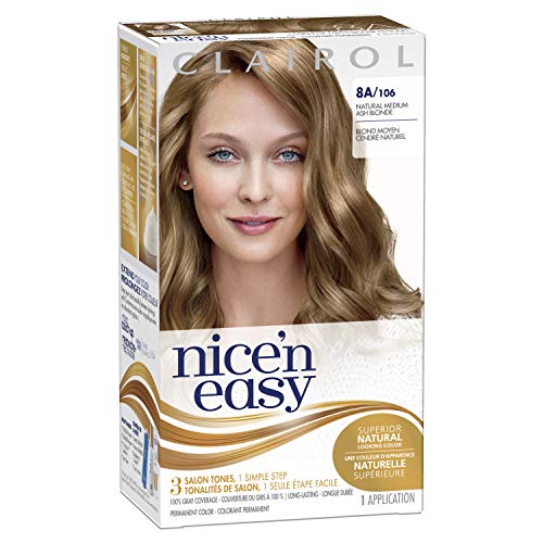 Clairol Nicen Easy Permanent Hair Dye, 8A Medium Ash Blonde Hair...