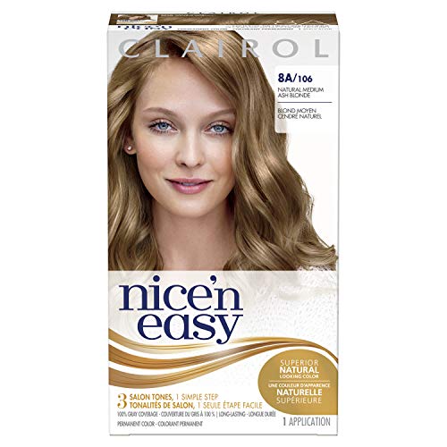 Clairol Nicen Easy Permanent Hair Dye, 8A Medium Ash Blonde Hair...