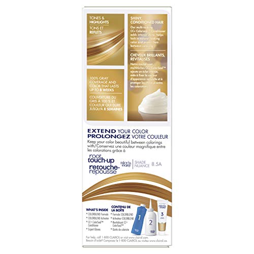 Clairol Nicen Easy Permanent Hair Dye, 8A Medium Ash Blonde Hair...