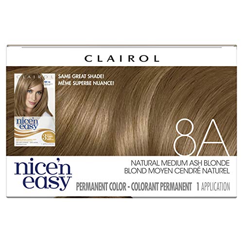 Clairol Nicen Easy Permanent Hair Dye, 8A Medium Ash Blonde Hair...