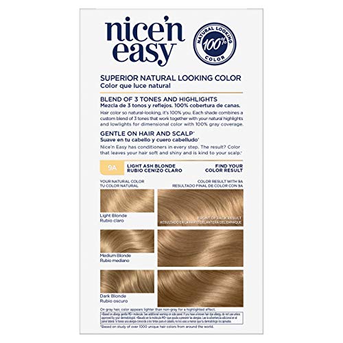 Clairol Nicen Easy Permanent Hair Dye, 9A Light Ash Blonde Hair ...