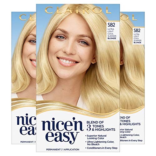 Clairol Nicen Easy Permanent Hair Dye, SB2 Ultra Light Cool Summ...