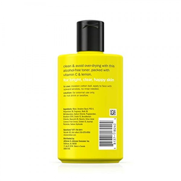 Clean & Clear Brightening Lemon Juice Facial Toner with Vitamin C...