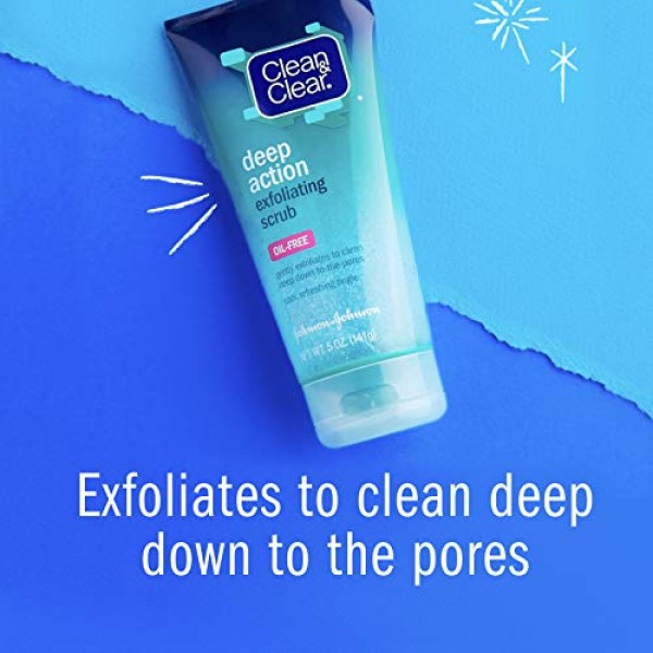 Clean & Clear Oil-Free Deep Action Exfoliating Facial Scrub, Cool...