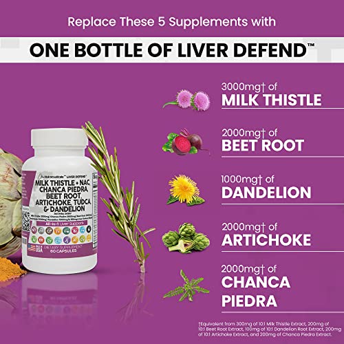 Milk Thistle 3000mg NAC Chanca Piedra 2000mg Beet Root 2000mg Art...
