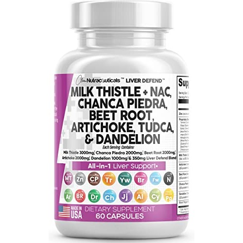 Milk Thistle 3000mg NAC Chanca Piedra 2000mg Beet Root 2000mg Art...