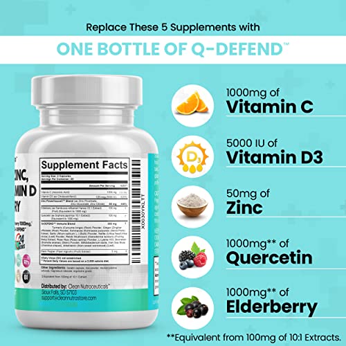 Quercetin 1000mg Zinc 50mg Vitamin C 1000mg Vitamin D 5000 IU Bro...