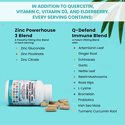 Quercetin 1000mg Zinc 50mg Vitamin C 1000mg Vitamin D 5000 IU Bro...