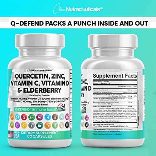 Quercetin 1000mg Zinc 50mg Vitamin C 1000mg Vitamin D 5000 IU Bro...