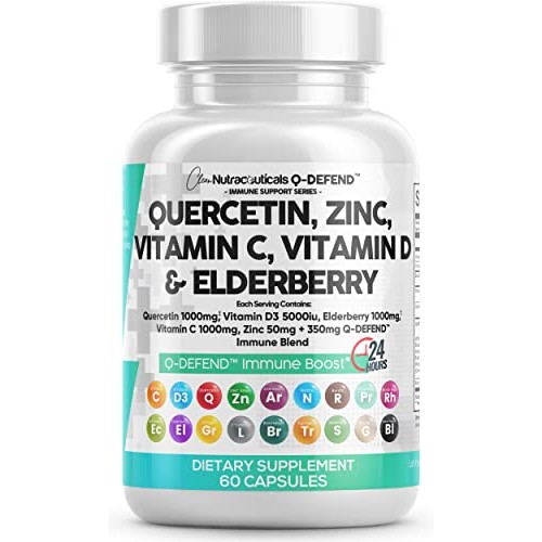 Quercetin 1000mg Zinc 50mg Vitamin C 1000mg Vitamin D 5000 IU Bro...
