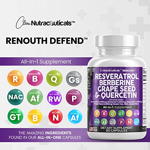 Resveratrol 6000mg Berberine 3000mg Grape Seed Extract 3000mg Que...