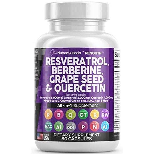 Resveratrol 6000mg Berberine 3000mg Grape Seed Extract 3000mg Que...