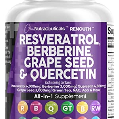Resveratrol 6000mg Berberine 3000mg Grape Seed Extract 3000mg Que...