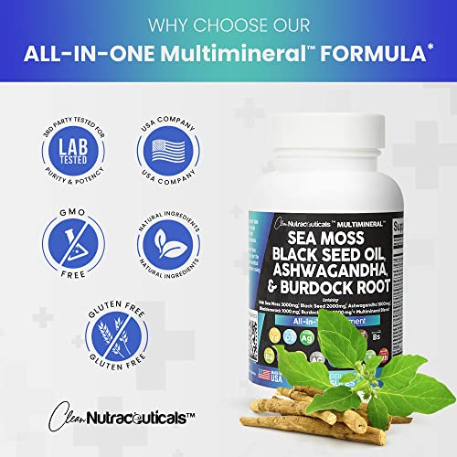 Sea Moss 3000mg Black Seed Oil 2000mg Ashwagandha 1000mg Turmeric...