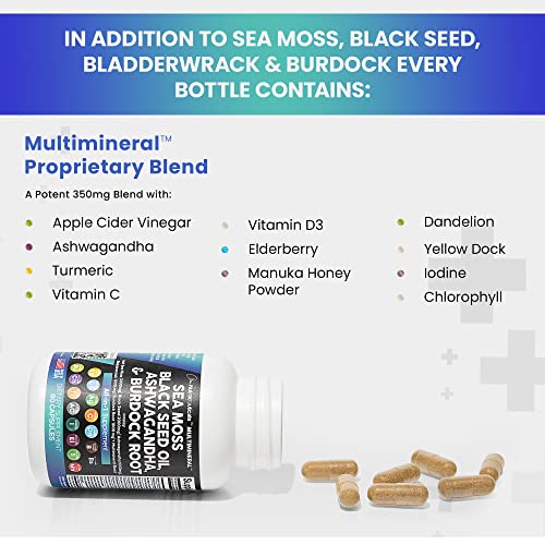 Sea Moss 3000mg Black Seed Oil 2000mg Ashwagandha 1000mg Turmeric...
