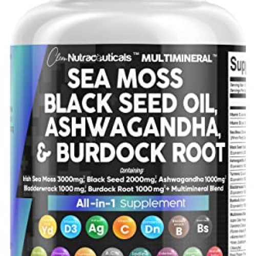 Sea Moss 3000mg Black Seed Oil 2000mg Ashwagandha 1000mg Turmeric...