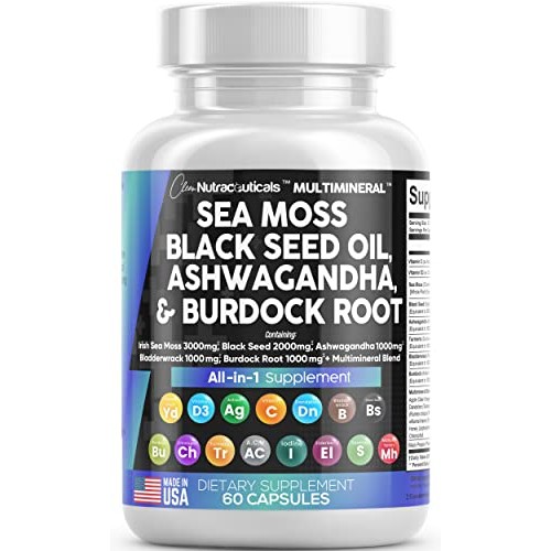 Sea Moss 3000mg Black Seed Oil 2000mg Ashwagandha 1000mg Turmeric...