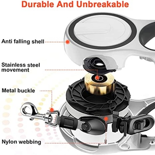 Upgraded Retractable Dog Leash, Heavy Duty Pet Walking Leash with...