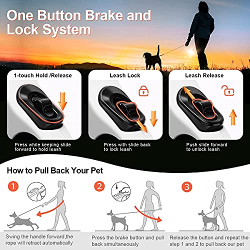 Upgraded Retractable Dog Leash, Heavy Duty Pet Walking Leash with...
