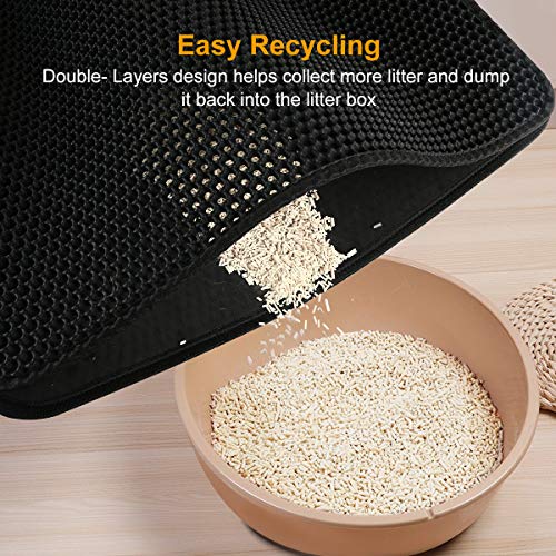 CLEEB OURG Cat Litter Mat, Kitty Litter Box Trapping Mat Large Si...