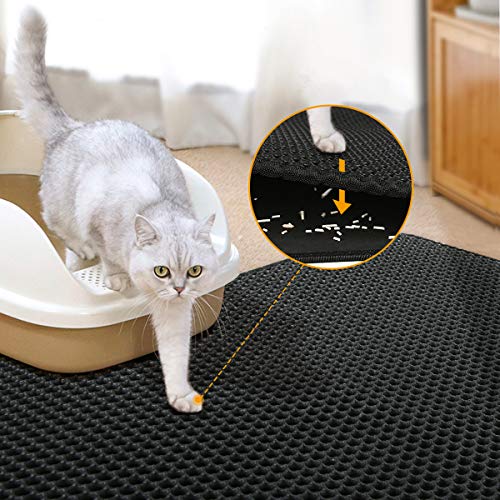 CLEEB OURG Cat Litter Mat, Kitty Litter Box Trapping Mat Large Si...