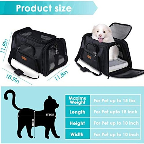 CLEEBOURG Pet Carrier Cat Carriers, Airline Approved Travel Pet B...