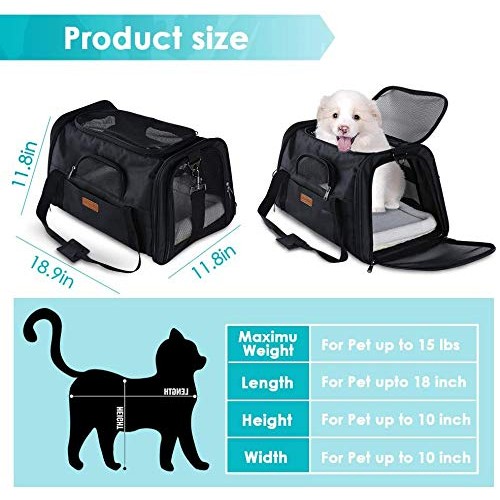 CLEEBOURG Pet Carrier Cat Carriers, Airline Approved Travel Pet B...