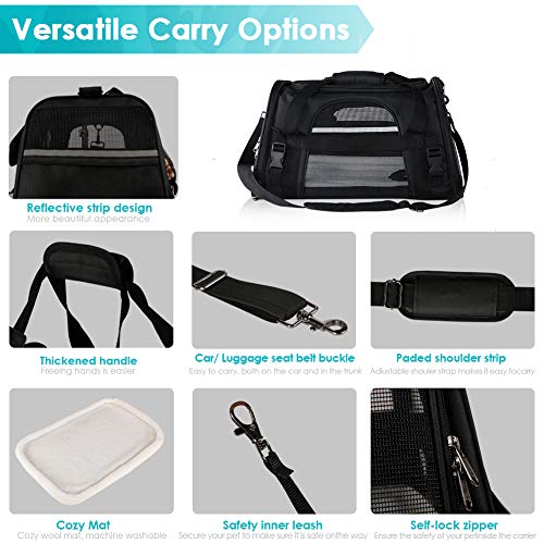 CLEEBOURG Pet Carrier Cat Carriers, Airline Approved Travel Pet B...