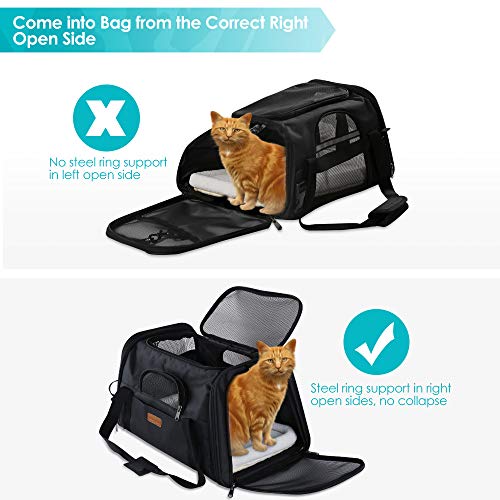 CLEEBOURG Pet Carrier Cat Carriers, Airline Approved Travel Pet B...