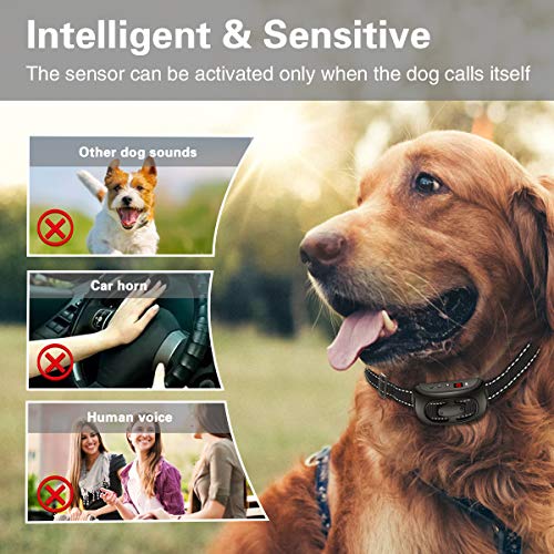 Dog Bark Collar, No Barking Shock Collar Anti Bark Rechargeable D...