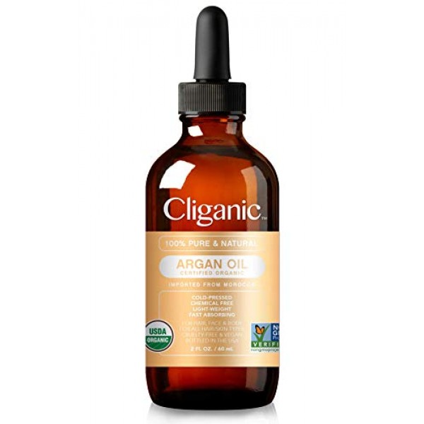 Cliganic Organic Argan Oil, 100% Pure | for Hair, Face & Skin | C...