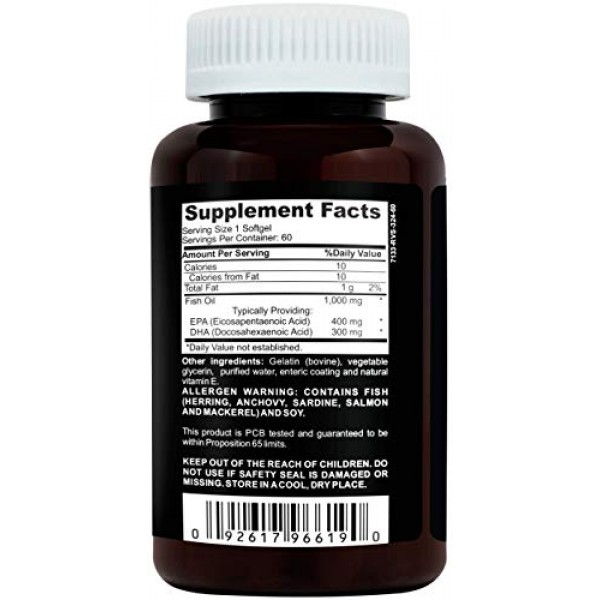CLINICAL DAILY Pure Natural Fish Oil Omega 3 DHA EPA 1000 mg- Adv...