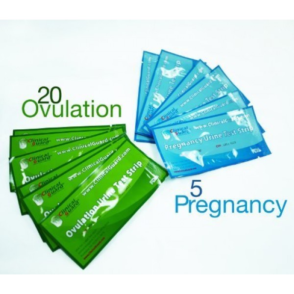 ClinicalGuard 20 Ovulation Test Strips & 5 Pregnancy Test Strips ...