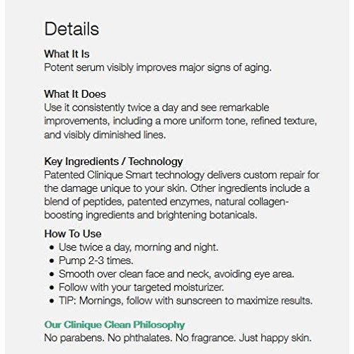 Clinique Unisex Smart Custom-Repair Serum, All Skin Types, 3.4 Ounce