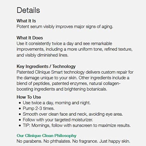 Clinique Unisex Smart Custom-Repair Serum, All Skin Types, 3.4 Ounce
