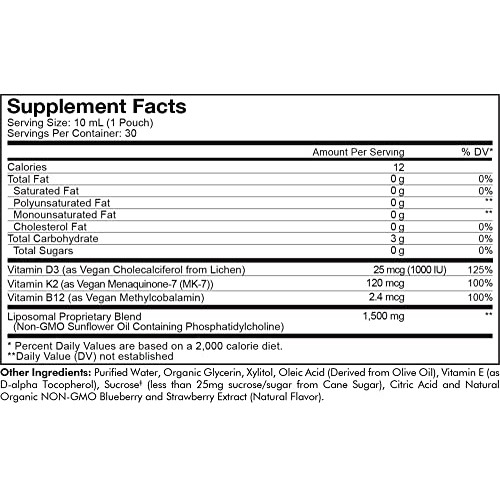 Codeage Liposomal Vitamin D3 Liquid Supplement Sachet, Wonder-D C...