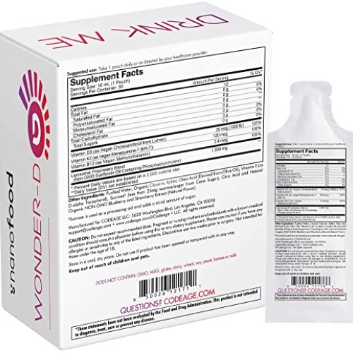 Codeage Liposomal Vitamin D3 Liquid Supplement Sachet, Wonder-D C...